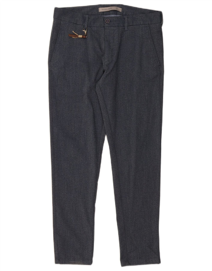 ZARA Slim Suit Bukser til mænd EU 38 Small W30 L28 Navy Blue Polyester