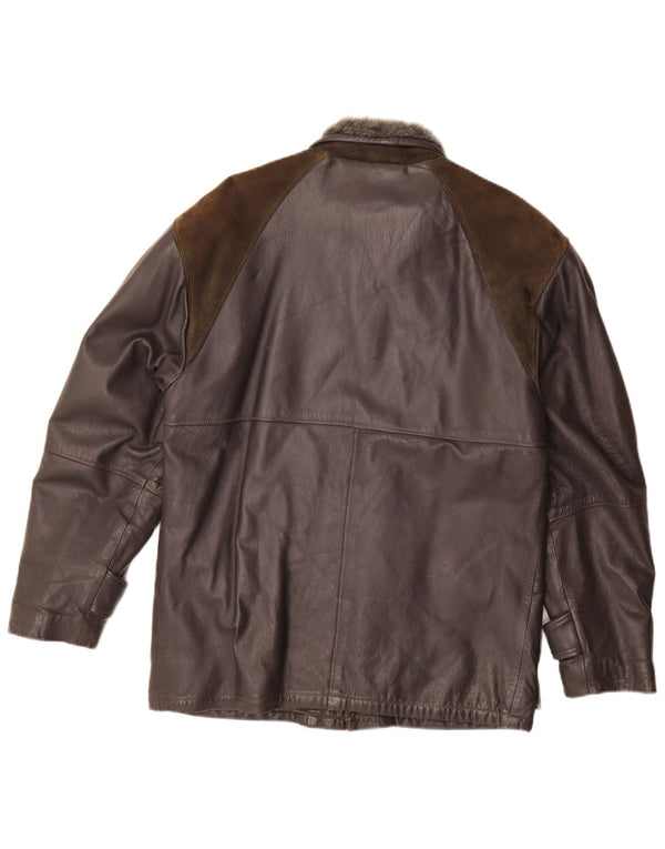 Vintage Mens Leather Jacket IT 46 Small Black Colourblock