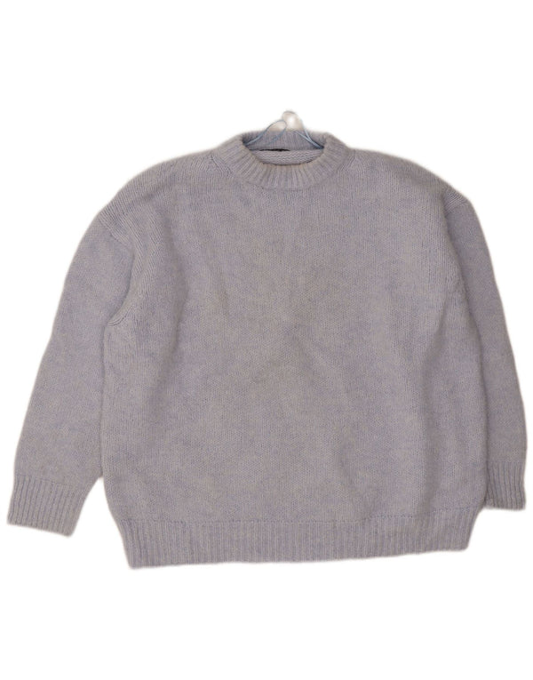 Zara Dame Oversized Crew Neck Jumper Sweater UK 18 XL Blå Polyester