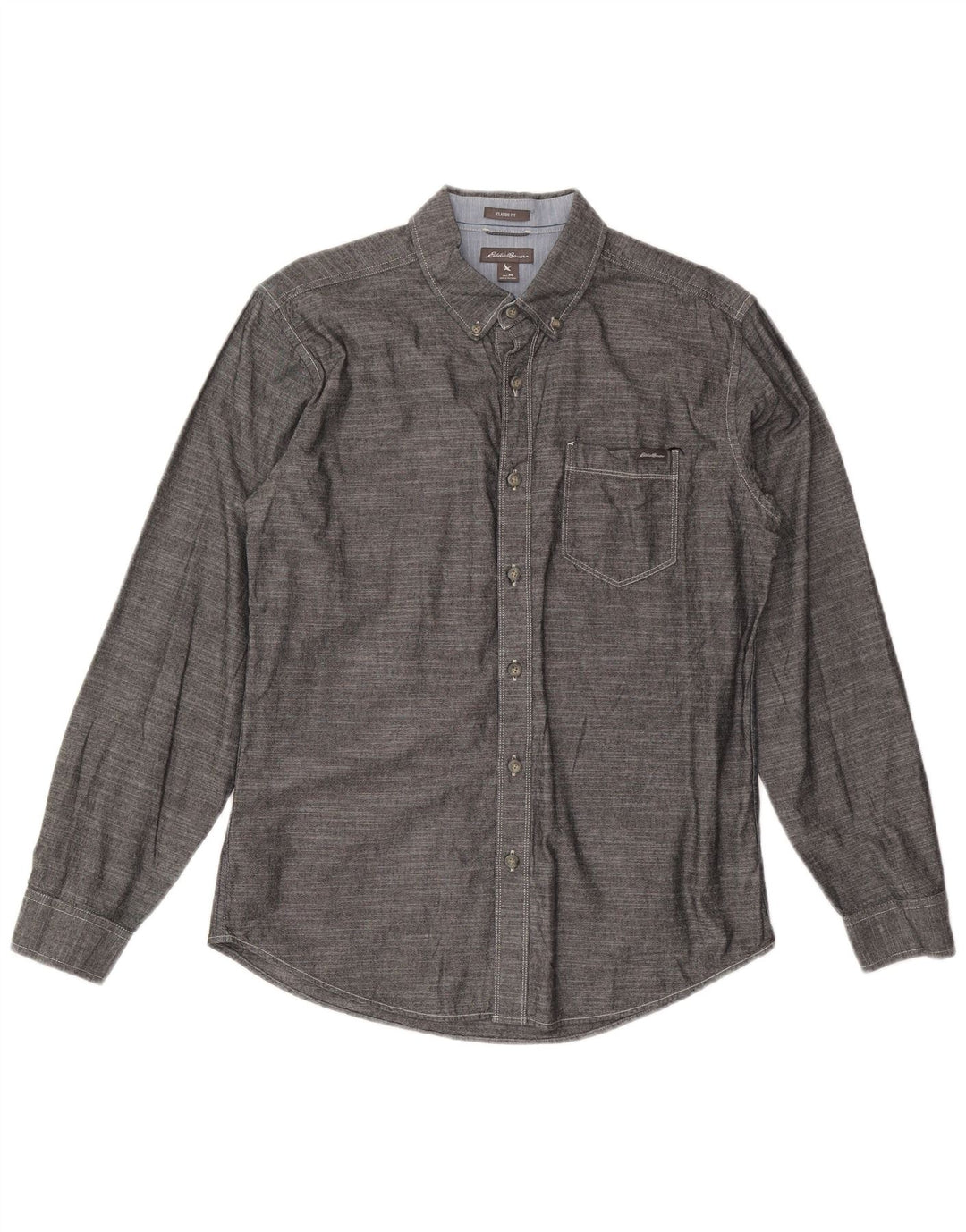EDDIE BAUER Herre Classic Fit skjorte mellemgrå bomuld