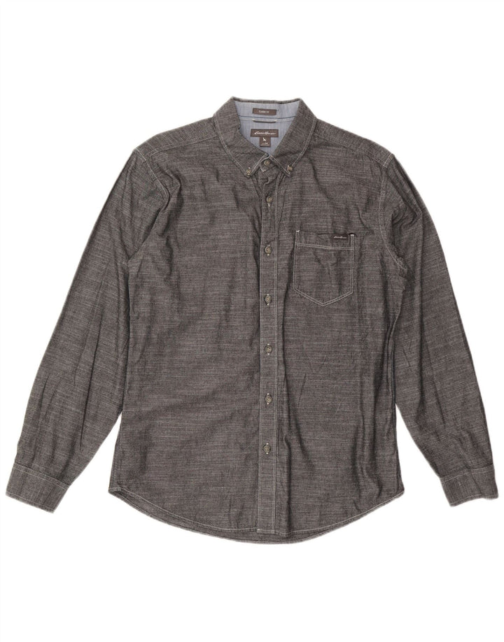 EDDIE BAUER Herre Classic Fit skjorte mellemgrå bomuld