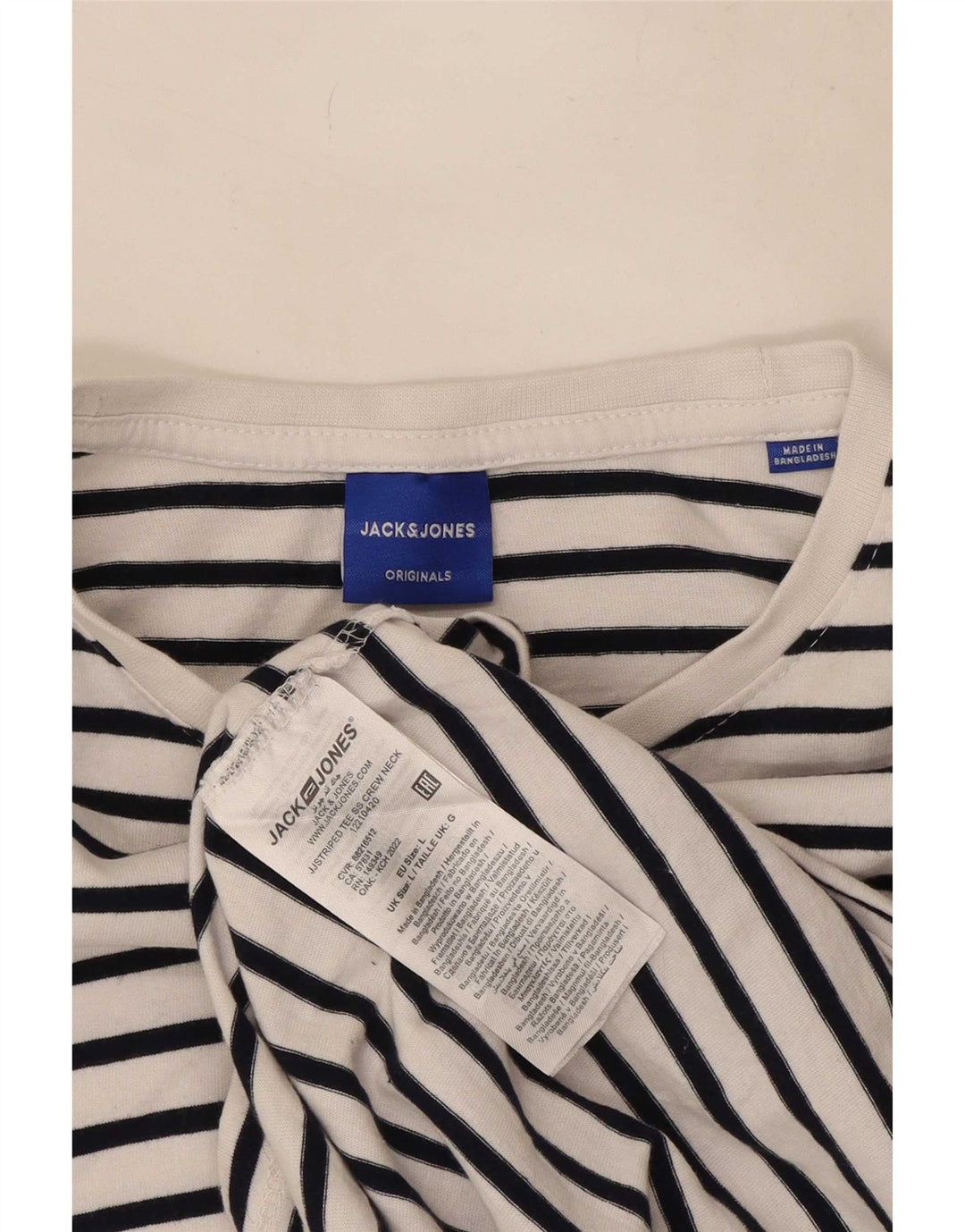 Jack & Jones Herre T-shirt Top Stor hvid stribet bomuld