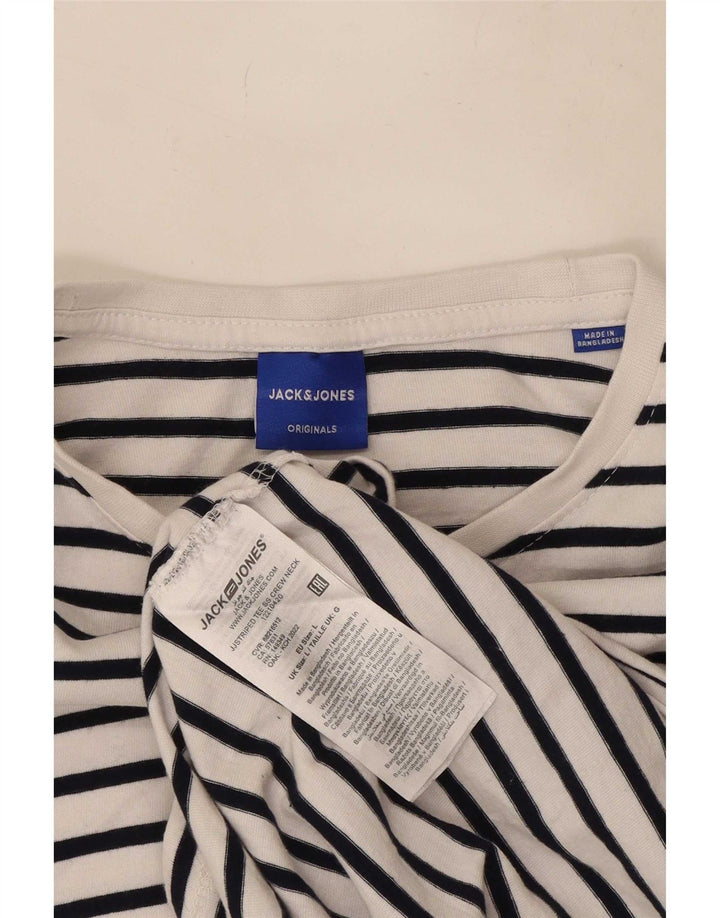 Jack & Jones Herre T-shirt Top Stor hvid stribet bomuld