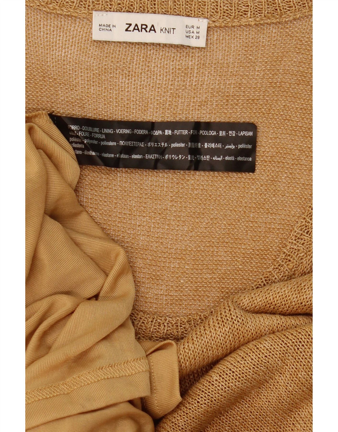Zara Dame Maxi Ærmeløs Jumper Dress UK 12 Medium Beige Polyester