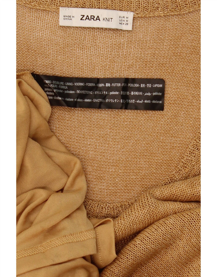 Zara Dame Maxi Ærmeløs Jumper Dress UK 12 Medium Beige Polyester