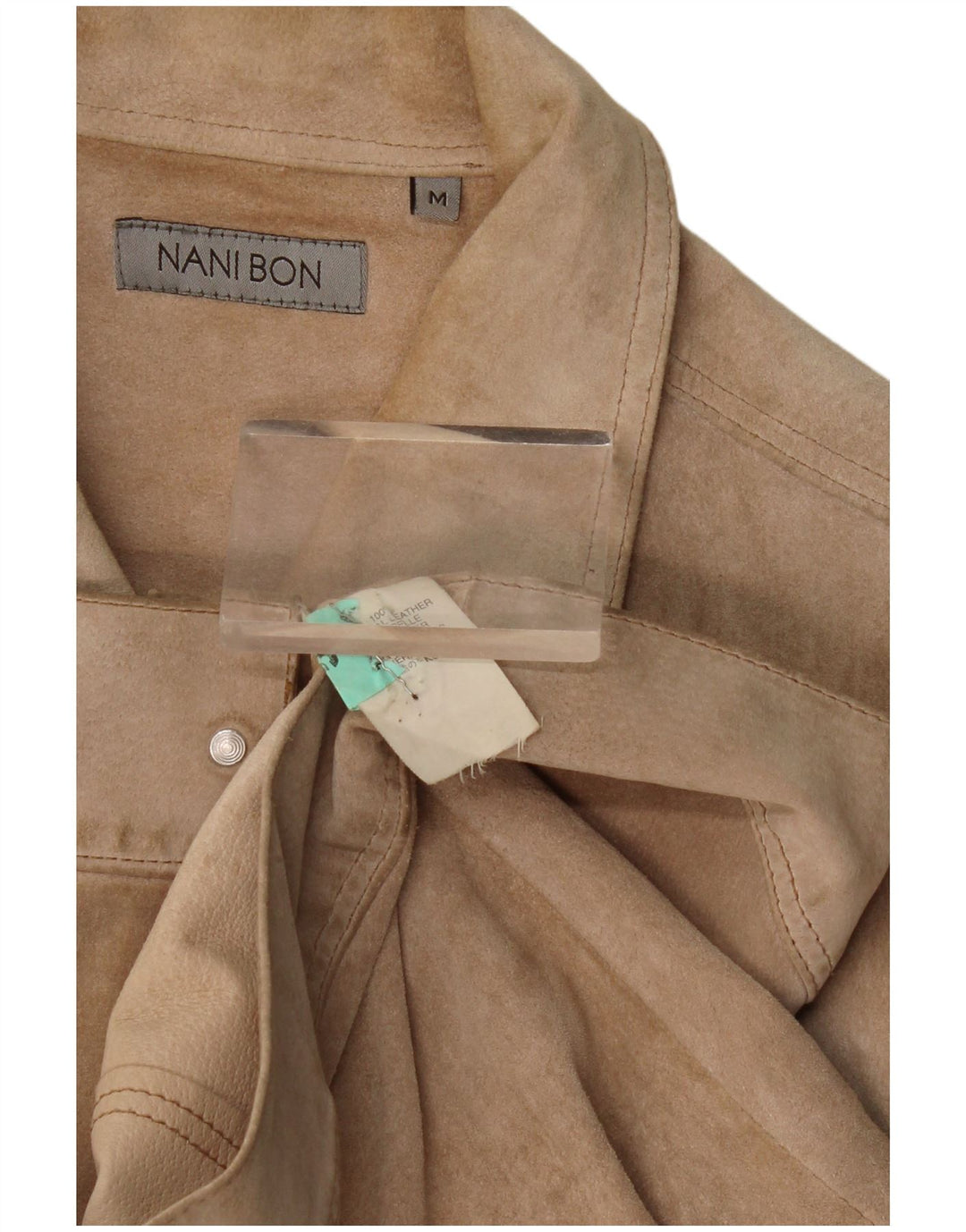 NANI BON Herre Bomber Ruskindsjakke UK 38 Medium Beige Læder