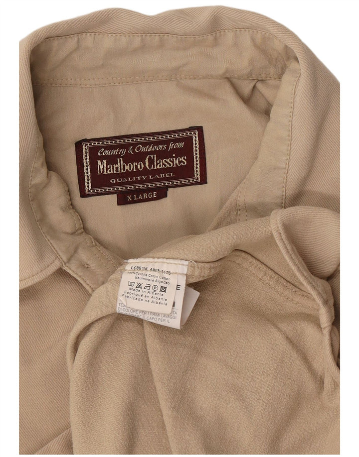 Marlboro Classics Herre Flanelskjorte XL Beige Bomuld
