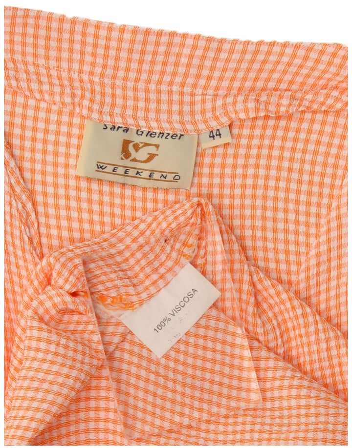 Sara Glenzer Dame Weekendskjorte Bluse IT 44 Medium Orange Gingham