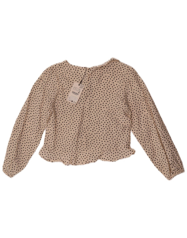 Zara Girls Crop Langærmet Bluse Top 13-14 år Off White Polka Dot