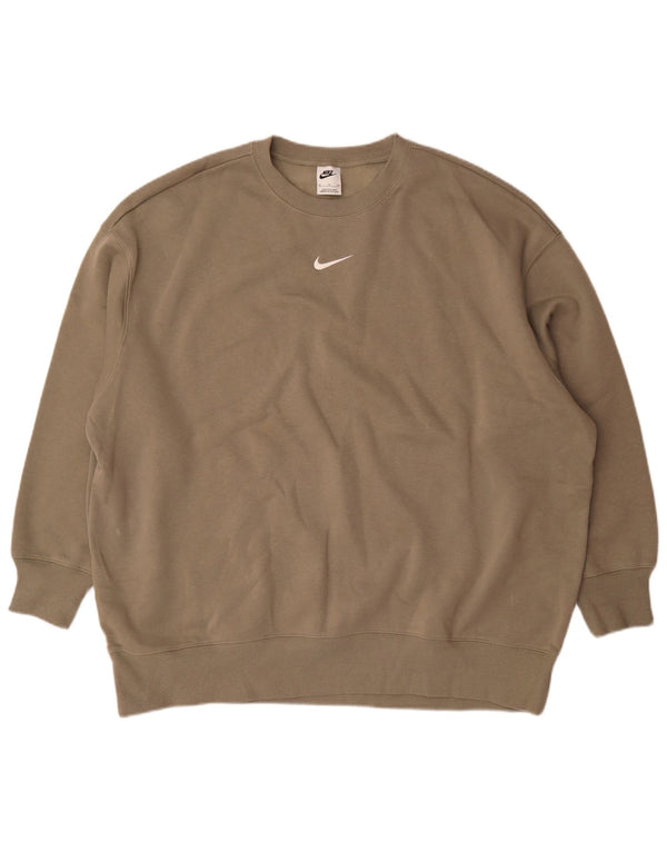 Nike Dame Sweatshirt Jumper UK 18 XL Grå Bomuld
