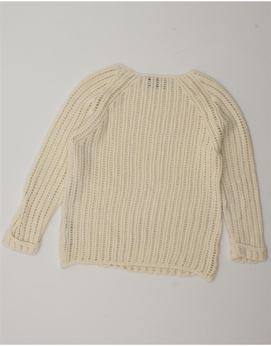 Massimo Dutti Dame Boat Neck Jumper Sweater UK 16 Stor Beige Uld