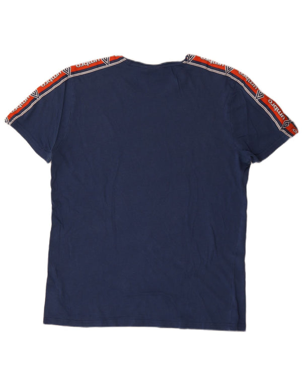 Umbro Herre Grafisk T-Shirt Top Medium Blue Colourblock Bomuld