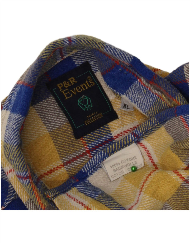 Vintage herre flannelskjorte XL gul ternet bomuld