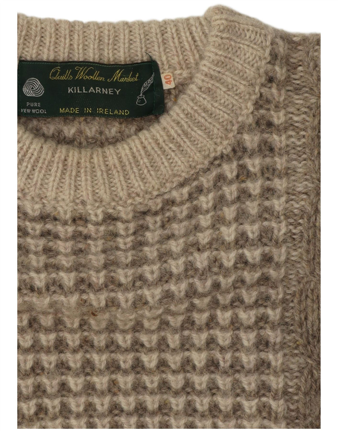 Killarney Herre Boat Neck Jumper Sweater UK 40 Medium Beige Ny Uld