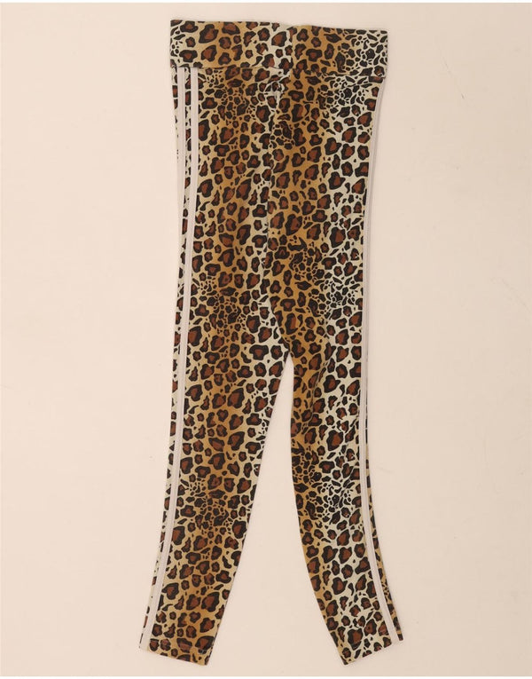 Adidas Womens Leggings UK 6 XS Brown Animal Print Bomuld