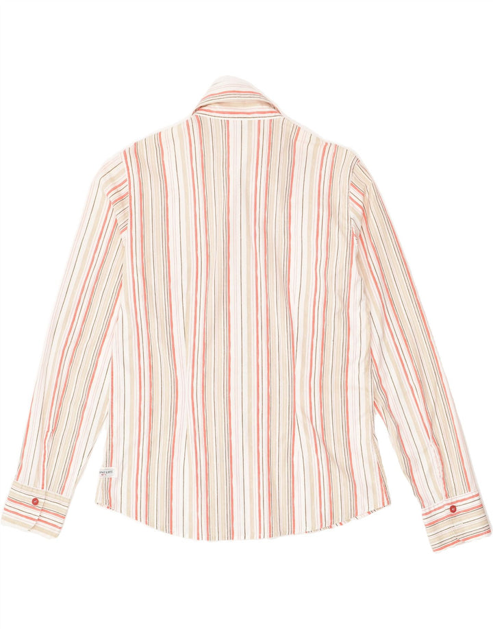 MURPHY & NYE Womens Shirt UK 12 Medium Beige Striped | Vintage Murphy & Nye | Thrift | Second-Hand Murphy & Nye | Used Clothing | Messina Hembry 