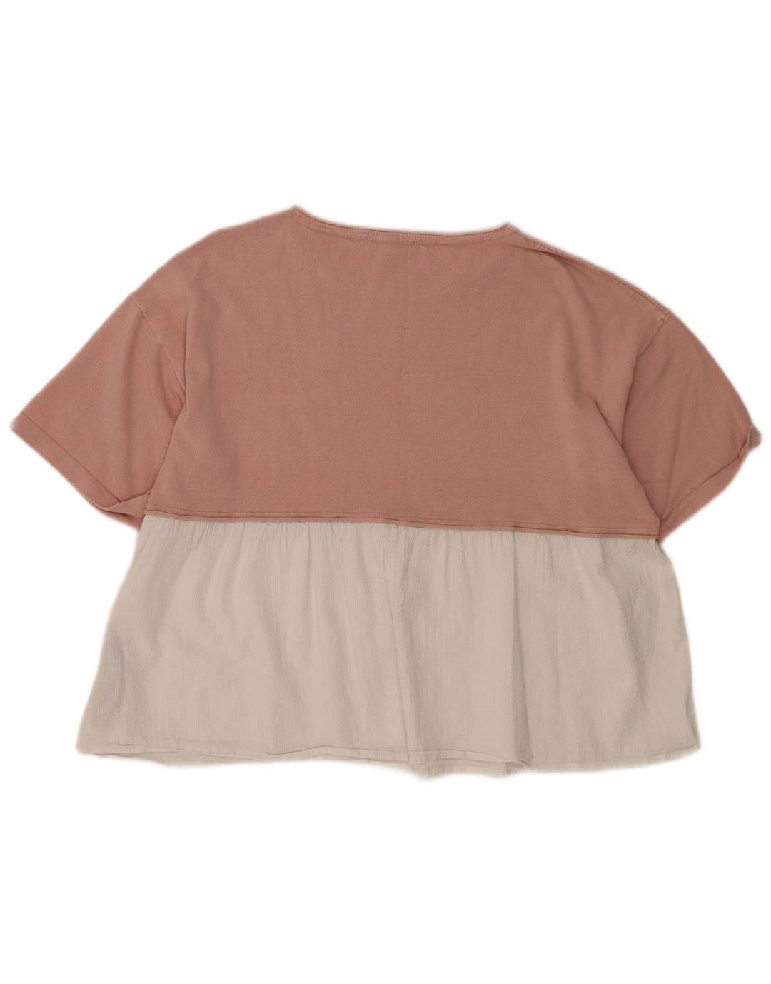 Zara Oversized Bluse Top UK 14 Medium Pink Colourblock Viscose