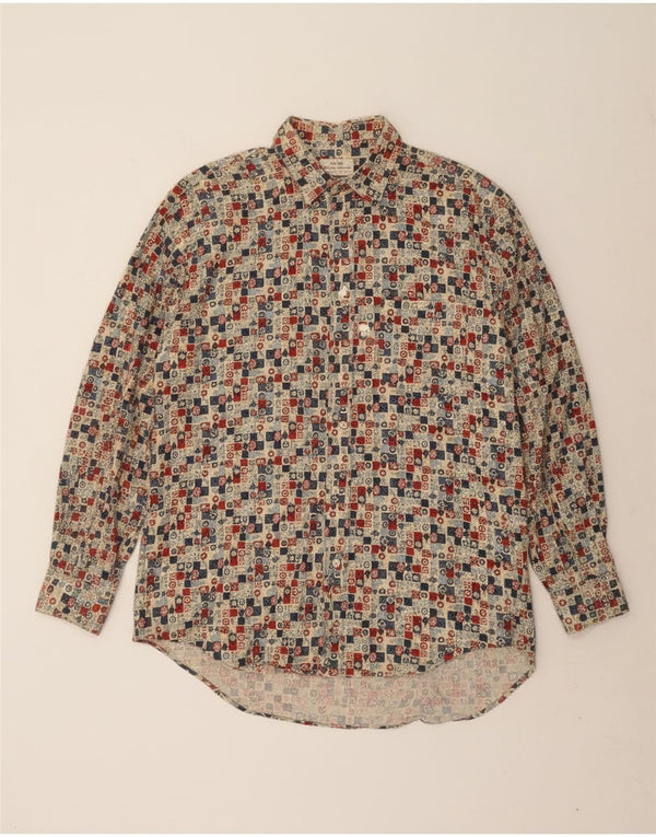 Sisley Herre Relaxed Fit Shirt XL Flerfarvet geometrisk bomuld