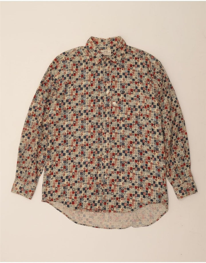 Sisley Herre Relaxed Fit Shirt XL Flerfarvet geometrisk bomuld