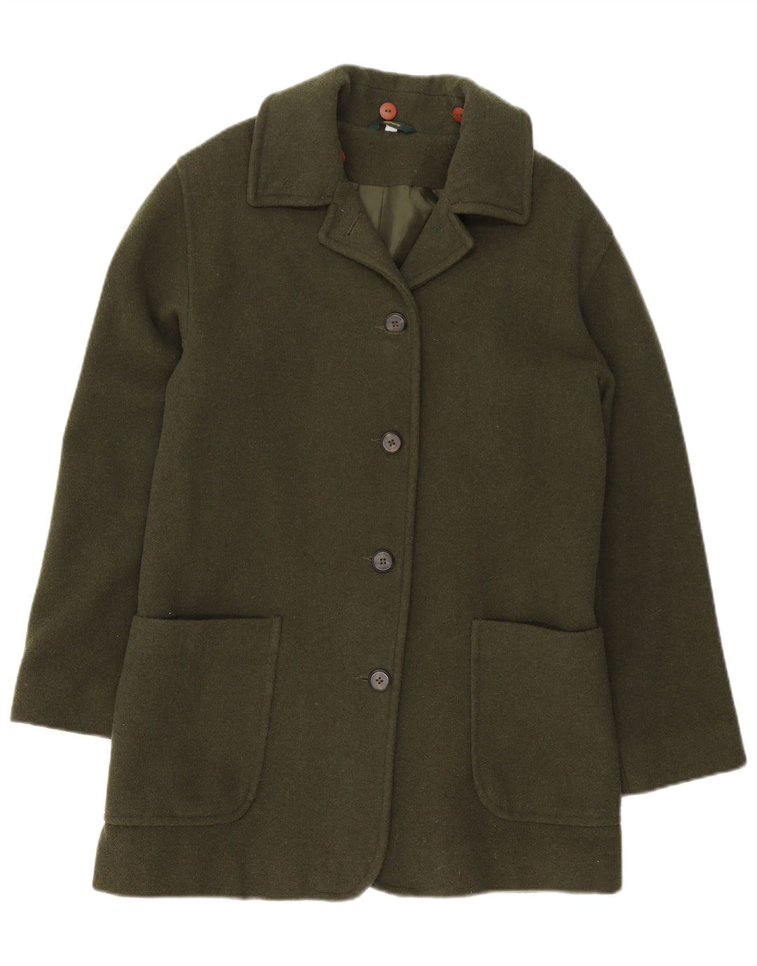 VINTAGE Oversize overfrakke til kvinder UK 10 Lille grøn uld