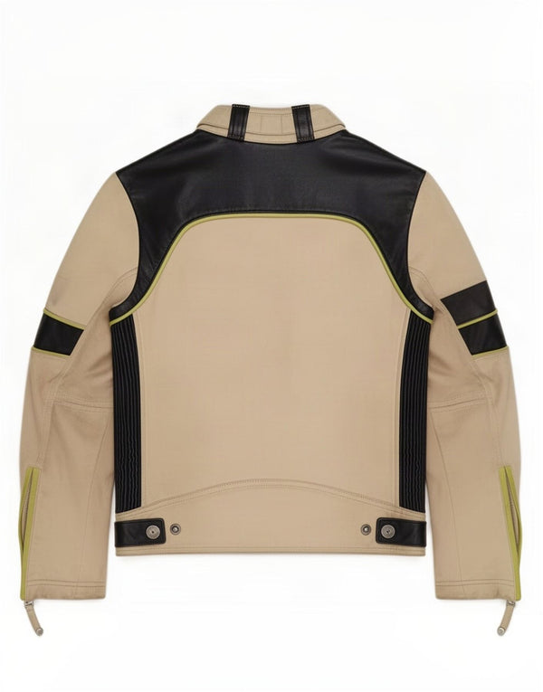 Diesel Boys Læder Racer-jakke 10-11 år Medium Beige Colourblock