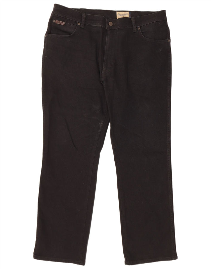 Wrangler Herre Texas Stretch Straight Jeans W38 L30 Sort Bomuld