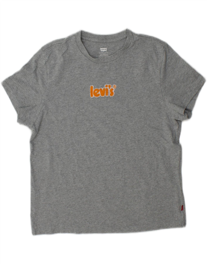 Levi's Dame Oversized grafisk T-shirt Top UK 10 Lille Grå