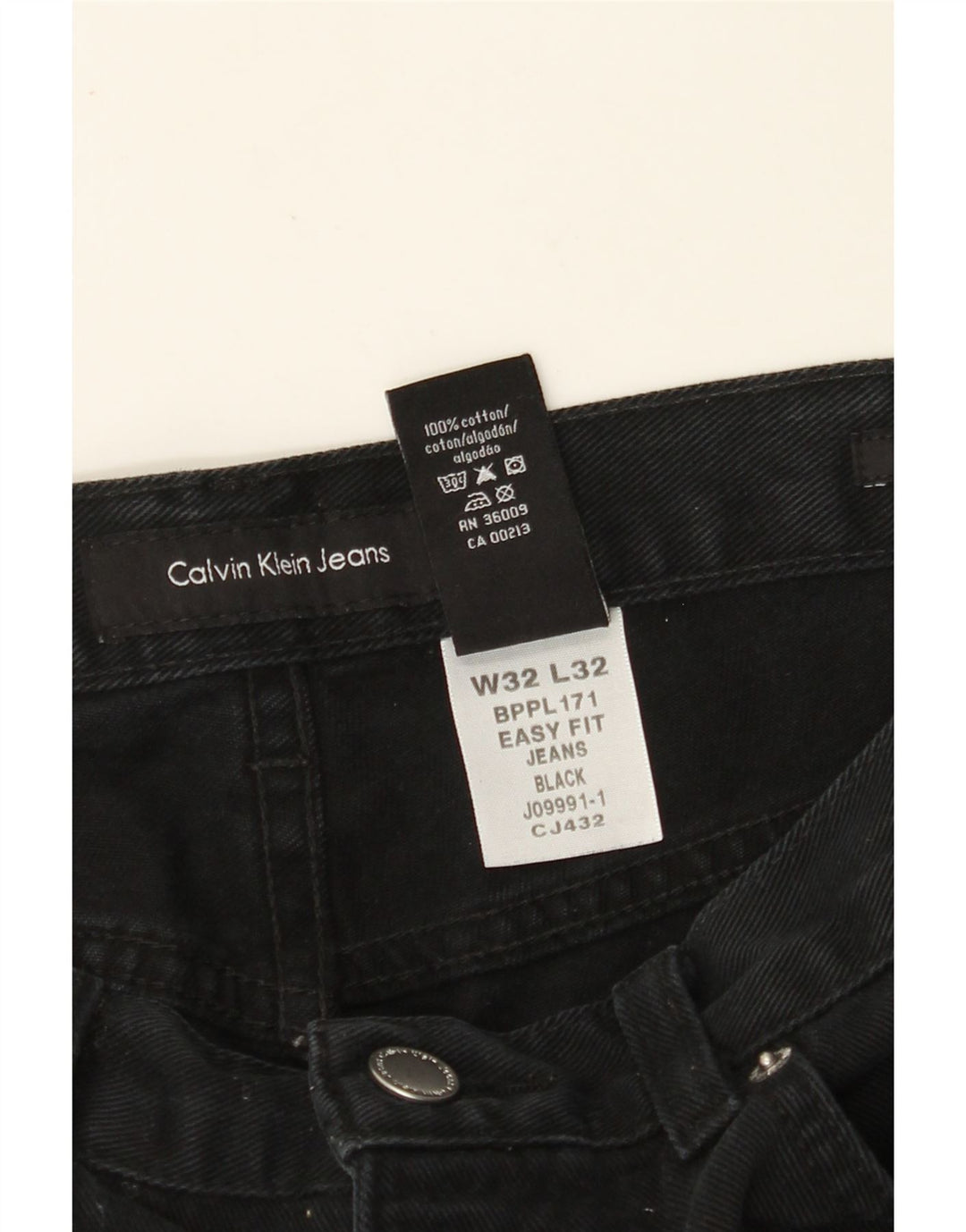 CALVIN KLEIN Herre Easy Fit Straight Jeans W32 L32 Sort Bomuld