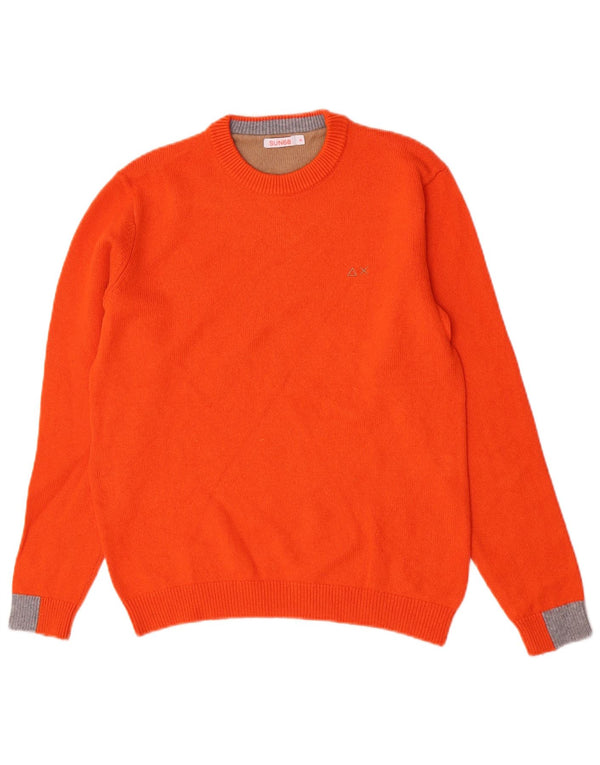 Sun68 Herre Crew Neck Jumper Sweater Medium Orange Merino Uld