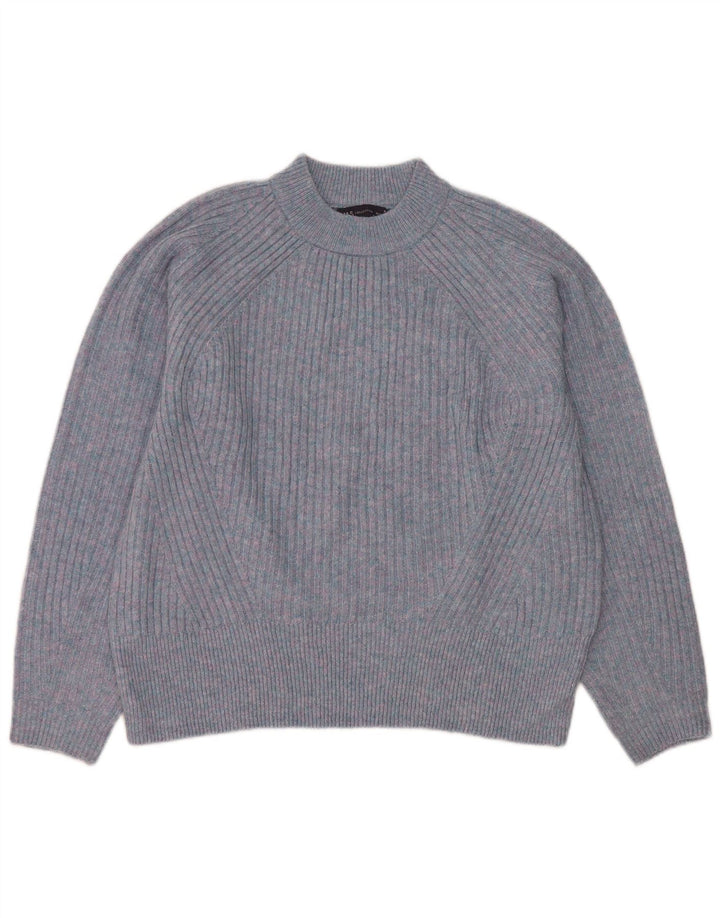 Marks & Spencer Dame Turtle Neck Sweater UK 14 Medium Blue Flecked