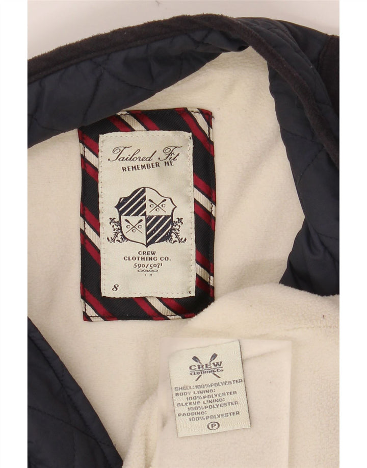 CREW TØJ Dame skræddersyet pasform quiltet jakke UK 8 Small Navy Blue