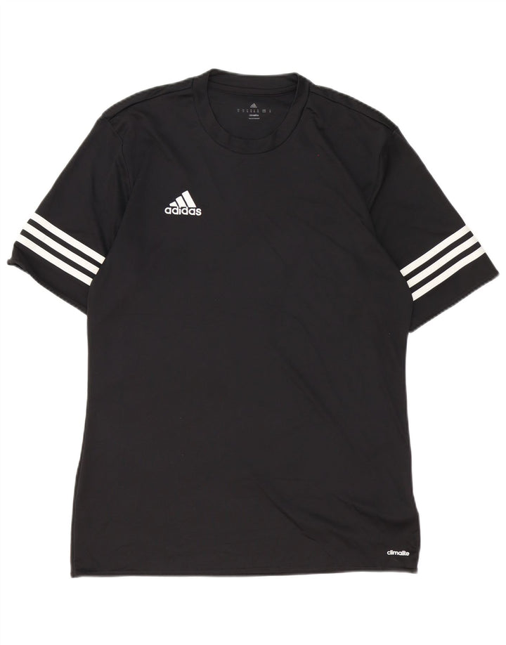 Adidas Herre Climalite T-Shirt Top Medium Sort Polyester
