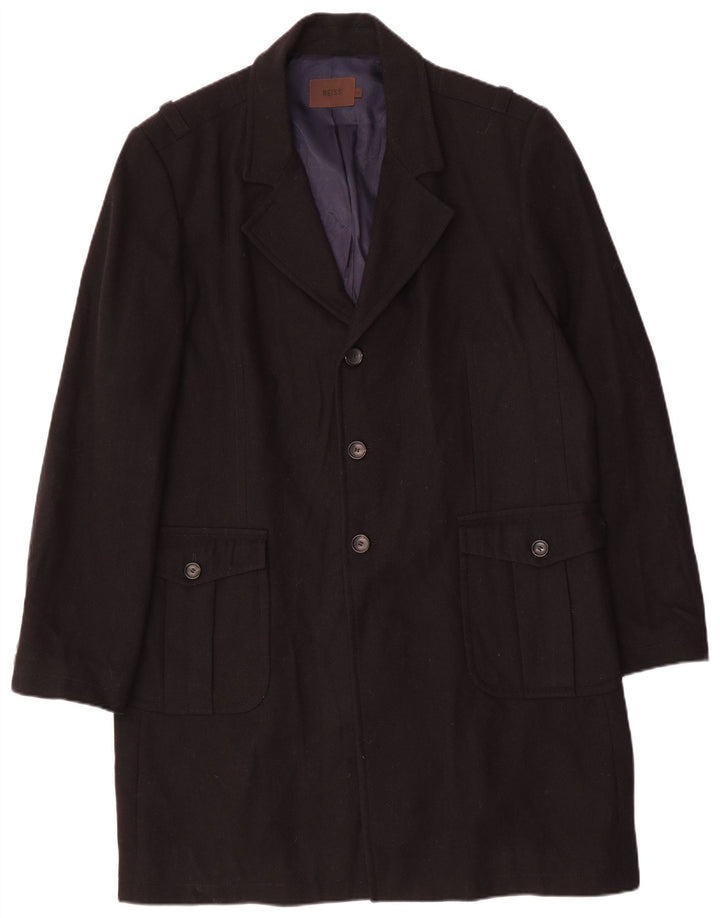 Reiss Herre Overfrakke UK 44 2XL Navy Blue Virgin Wool