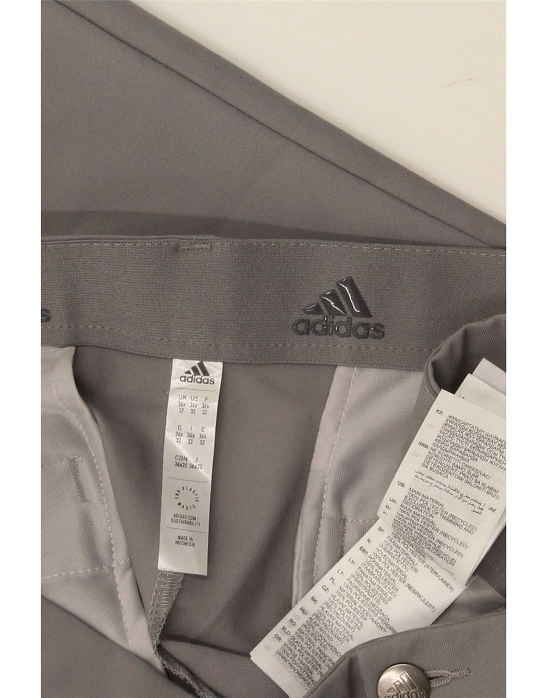 Adidas Herre Slim Chino Bukser W36 L32 Grå Polyester