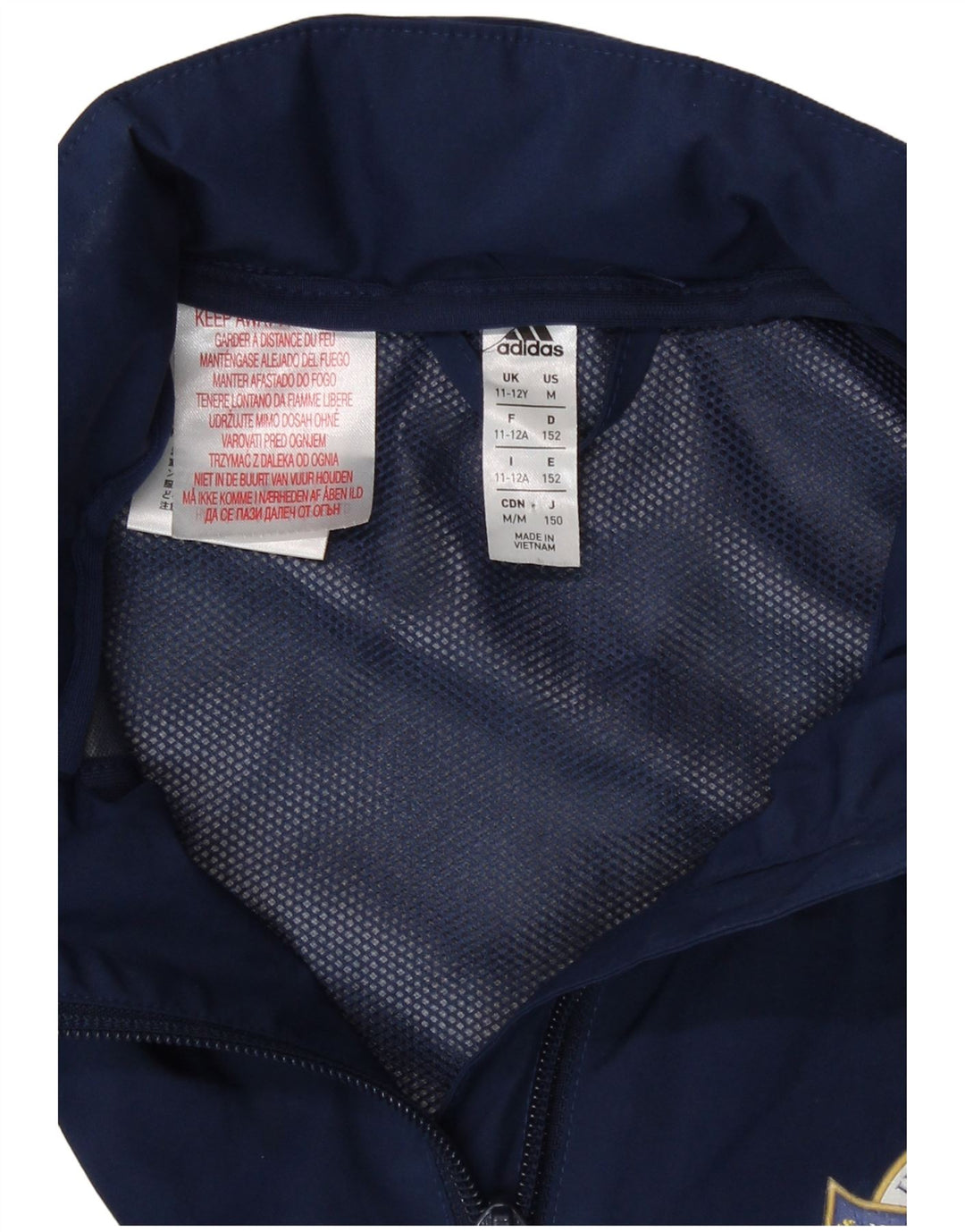 Adidas drenge hættejakke vindjakke 11-12 år marineblå polyester