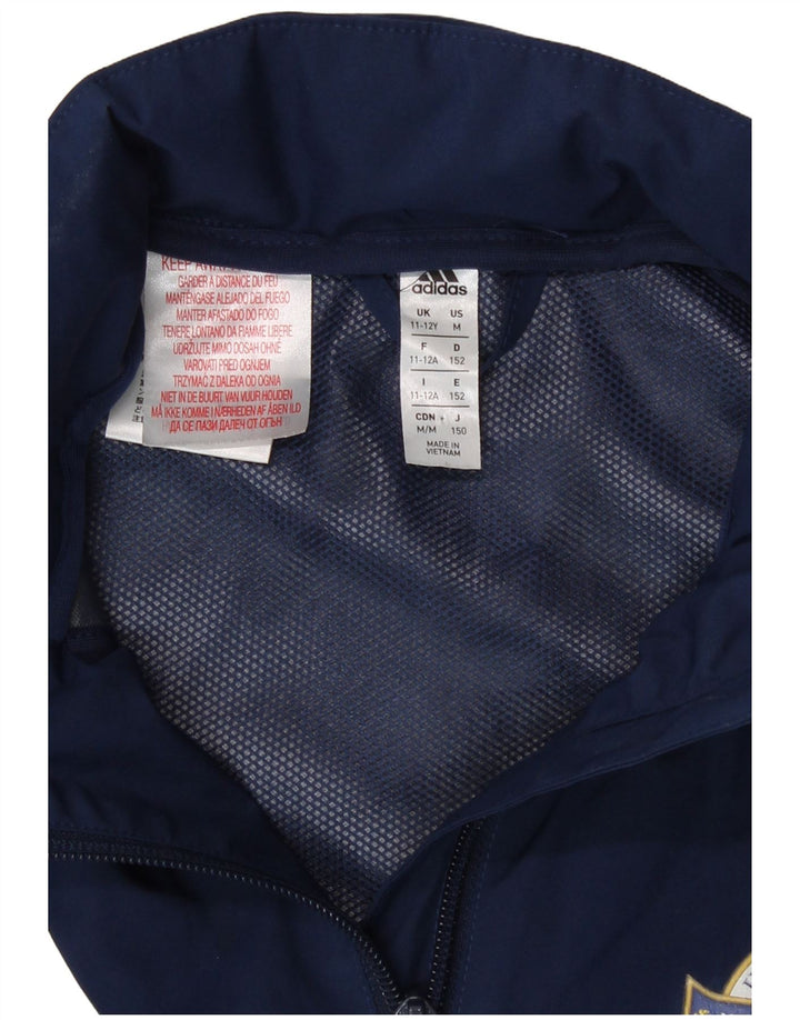 Adidas drenge hættejakke vindjakke 11-12 år marineblå polyester
