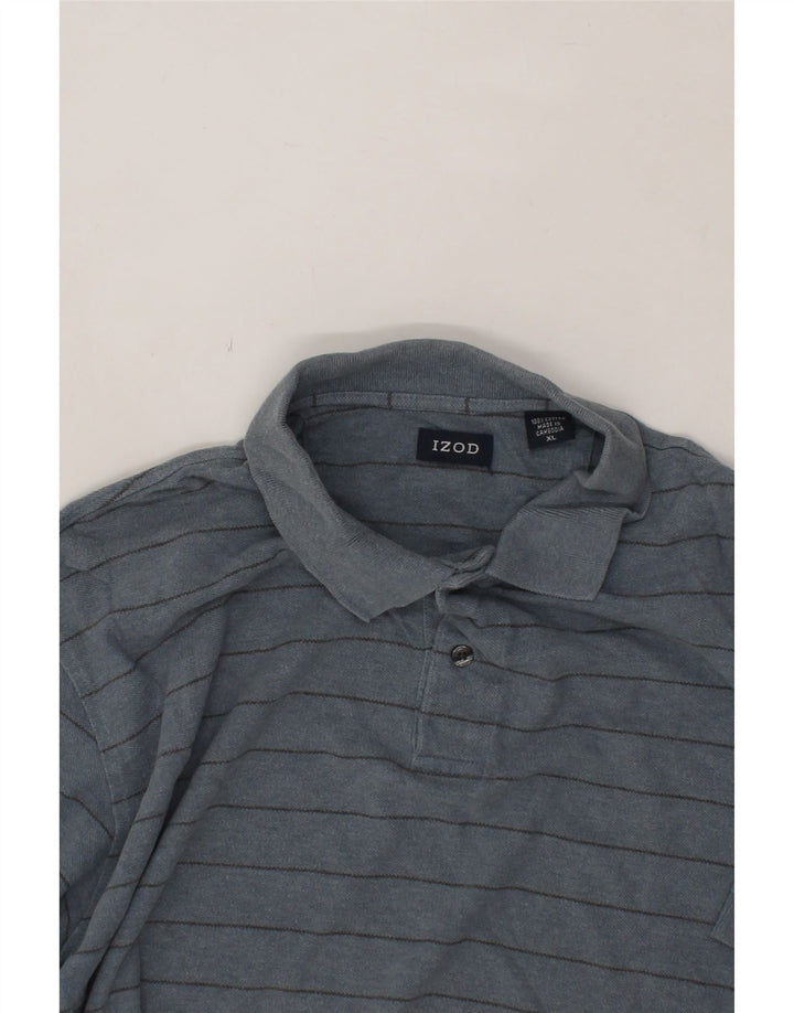 IZOD Mens Polo Shirt XL Grey Striped Cotton Vintage Izod and Second-Hand Izod from Messina Hembry 