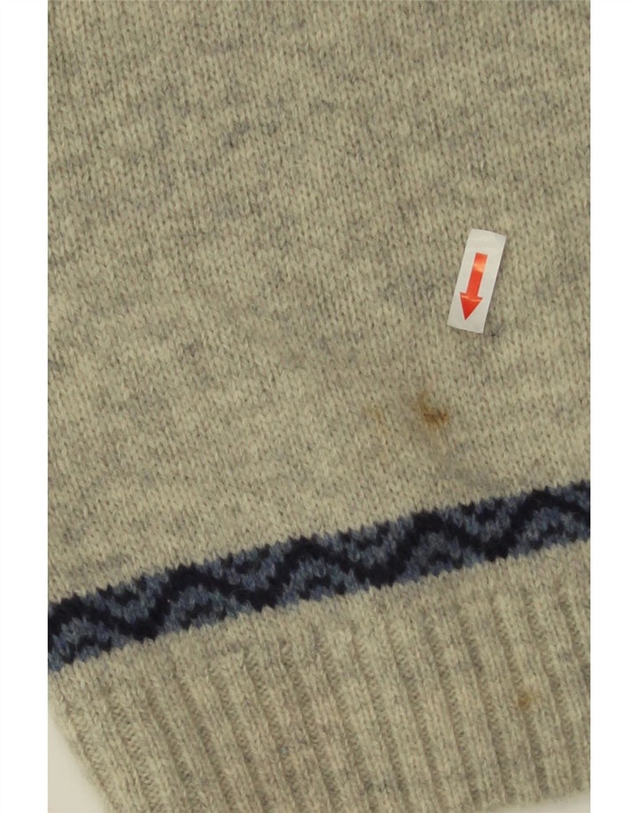 Bramante Herre Crew Neck Jumper Sweater IT 50 Medium Grey Fair Isle New Wool