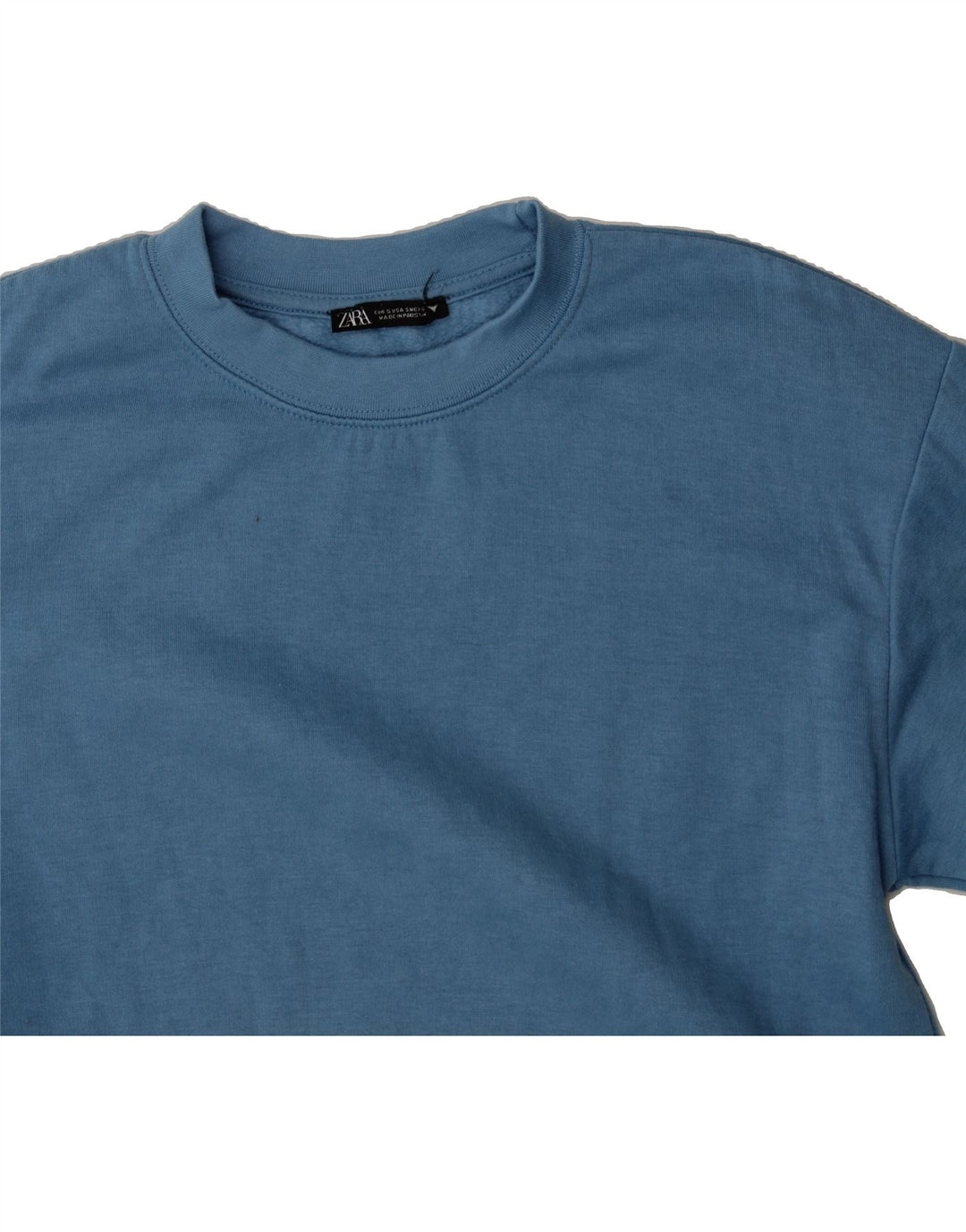 ZARA Womens Oversized Crop Sweatshirt Jumper UK 10 Small Blue Polyester Vintage Zara and Second-Hand Zara from Messina Hembry 