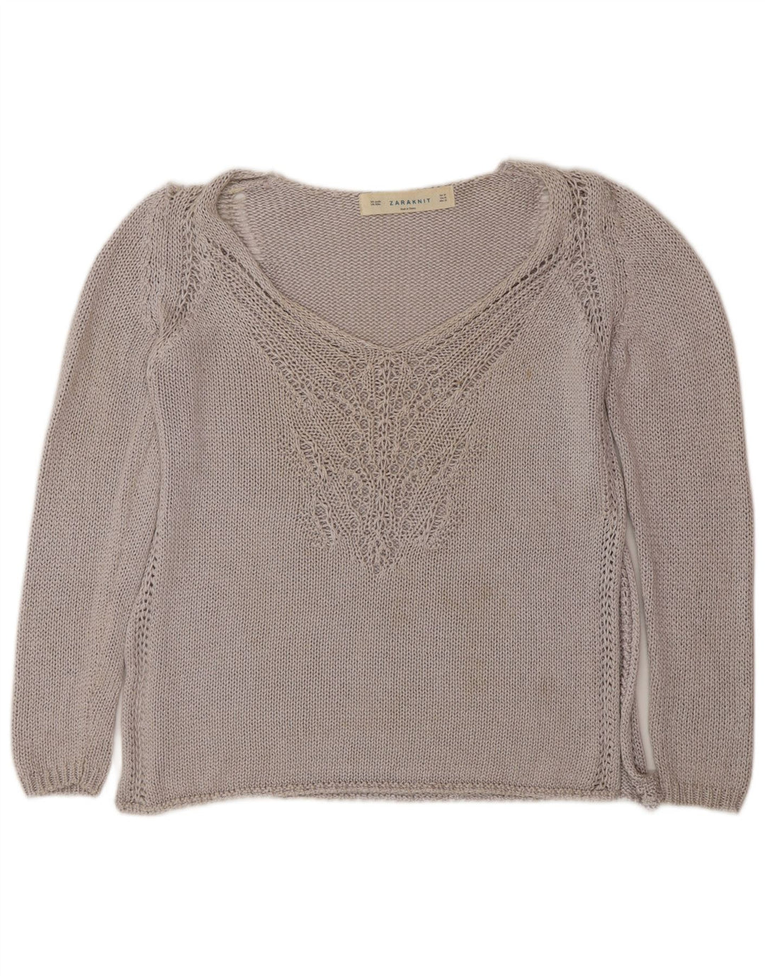 Zara Dame V-hals sweater UK 14 Medium Grå