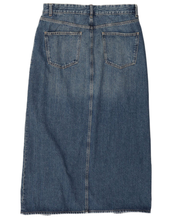 Zara Dame Højtalje Denim Nederdel Stor W30 Blå