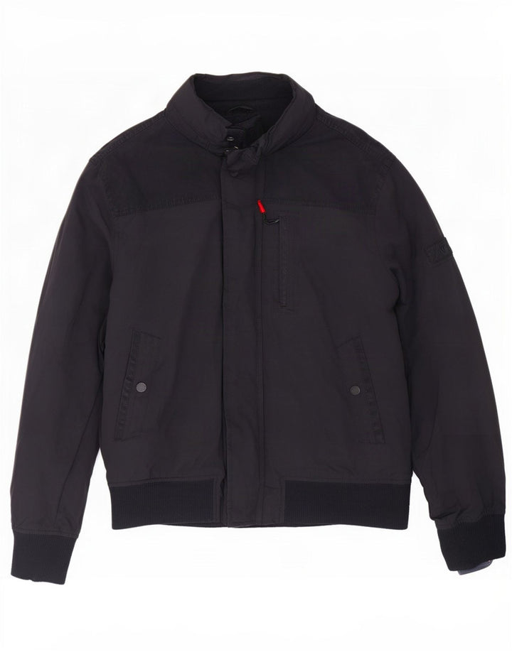 Fat Face Herre Hooded Bomber Jacket UK 38 Medium Navy Blue Polyester