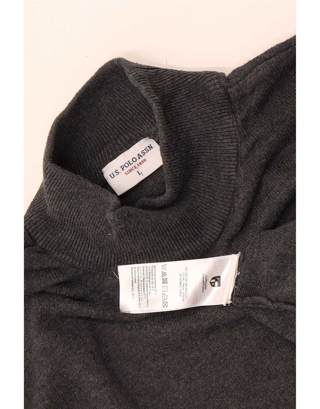 U.S. Polo Assn. Herre Turtle Neck Jumper Sweater Large Grå