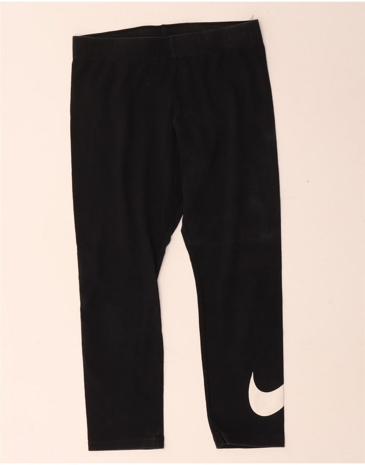 Nike Dame Grafiske Capri Leggings UK 8 Small Black Bomuld