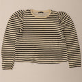 Zara Womens Crop Top Langærmet UK 16 Large Off White Stribet