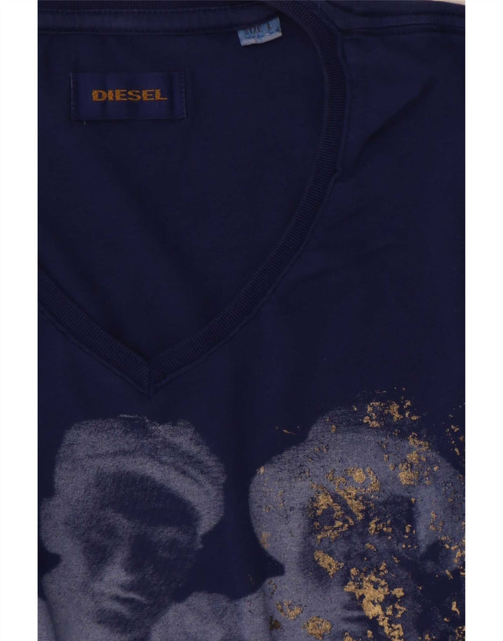 Diesel Herre Grafisk T-Shirt Top Stor Blå