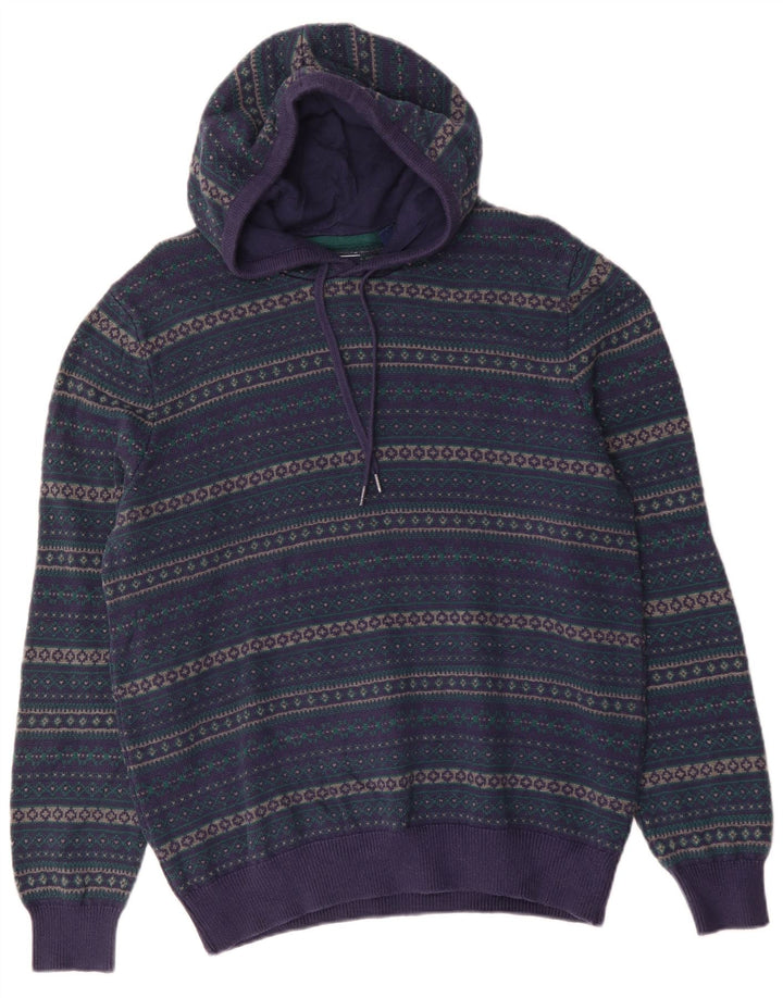Izod Herre hættetrøje Sweater Large Purple Fair Isle Bomuld