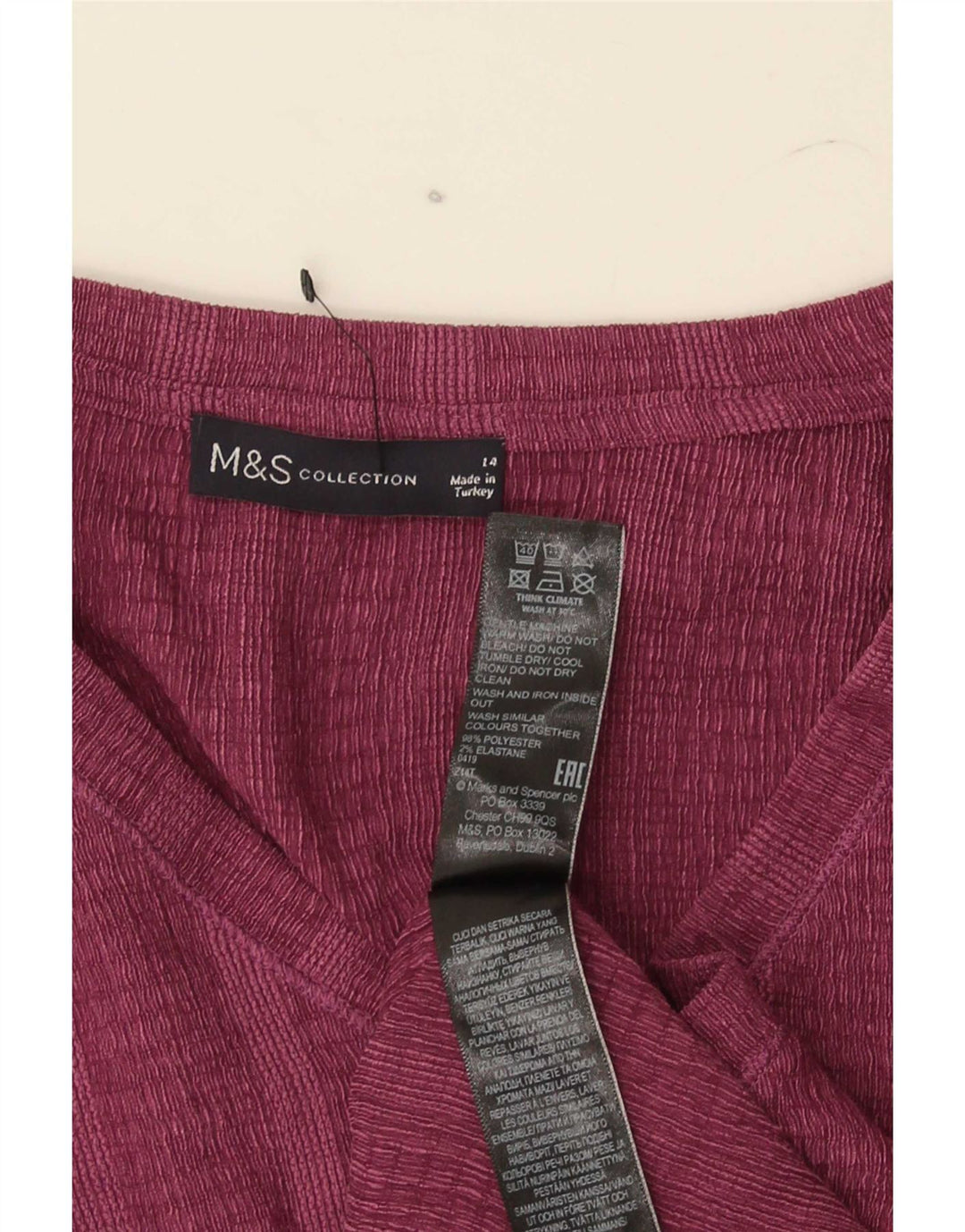 Marks & Spencer T-shirt top til kvinder UK 14 Stor rødbrun stribet polyester