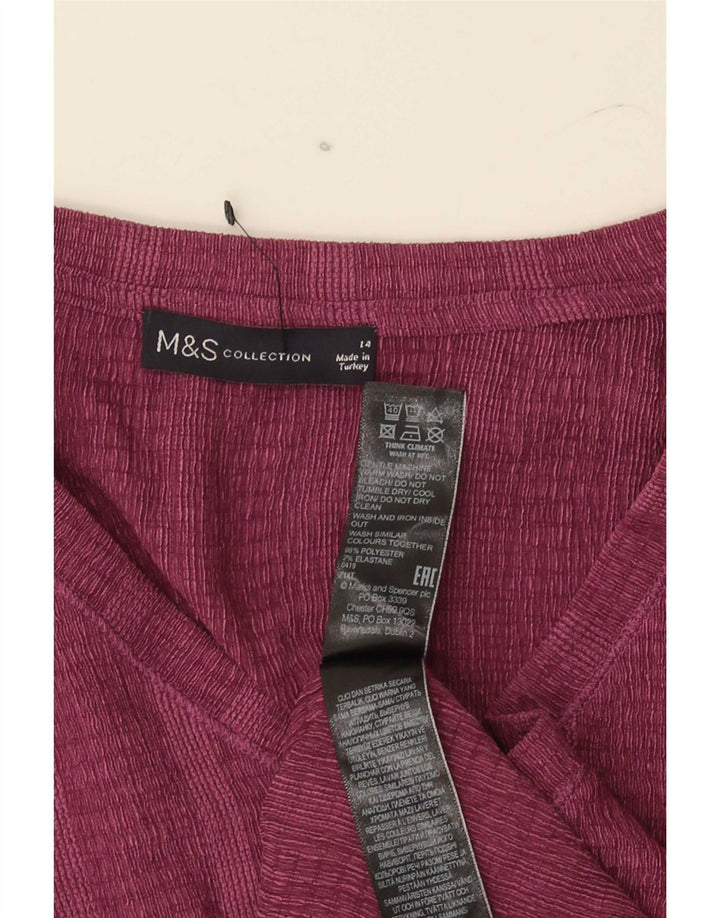 Marks & Spencer T-shirt top til kvinder UK 14 Stor rødbrun stribet polyester