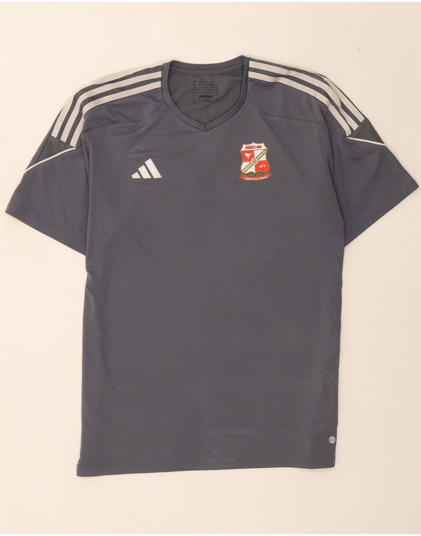 Adidas Herre Swindon Town FC Slim Fit T-Shirt Top Stor Grå Polyester
